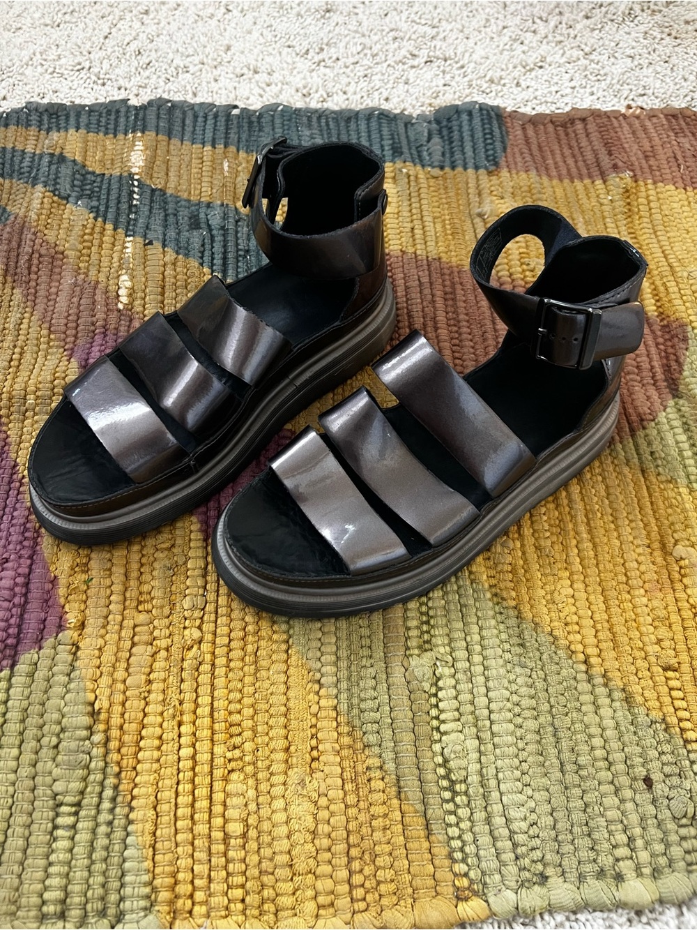 Dr. Marten Pewter Spectra Patent Clarissa Sandals - Picture 2 of 9